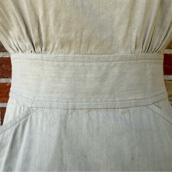 🔥 Theory Linen Cream Short Sleeve Midi Dress - Picture 3 of 11